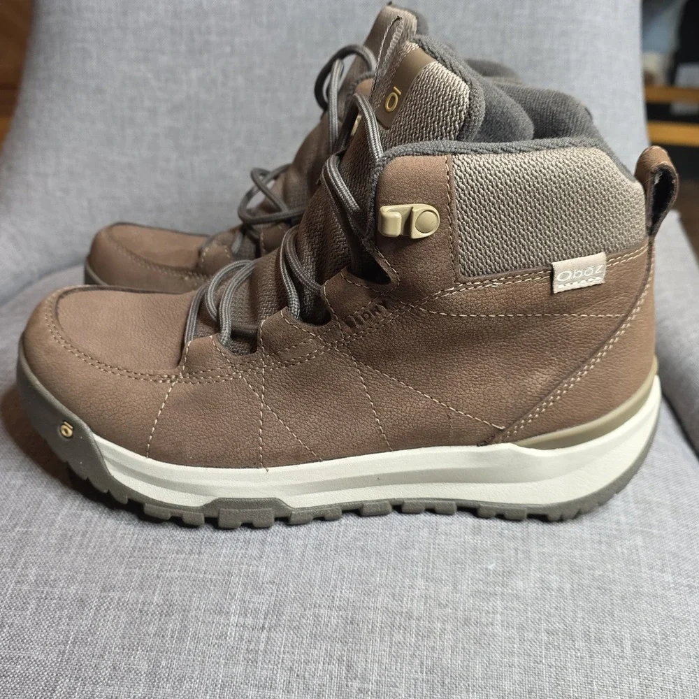 Oboz Sypes Mid B-DRY Waterproof Hiking Boots Mens 8.5 Brown Leather Freeze Guard
